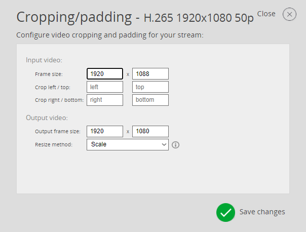 Figure 45: CROPPING/PADDING CONFIGURATION